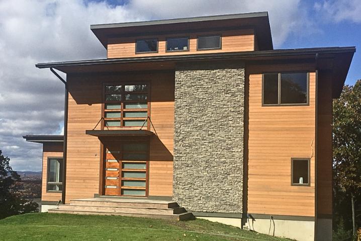 Western Red Cedar T&G Siding with Transparent Stain
